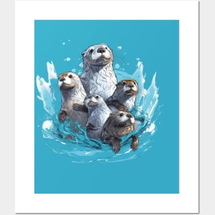 Otters family Posters and Art